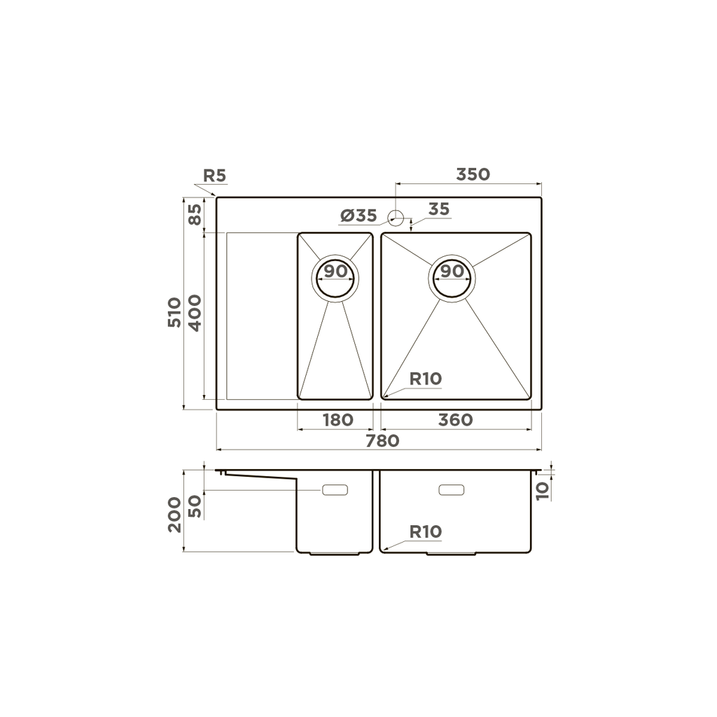 Кухонная мойка Akisame 78-2 IN-L OMOIKIRI 4973062 - Вид №5