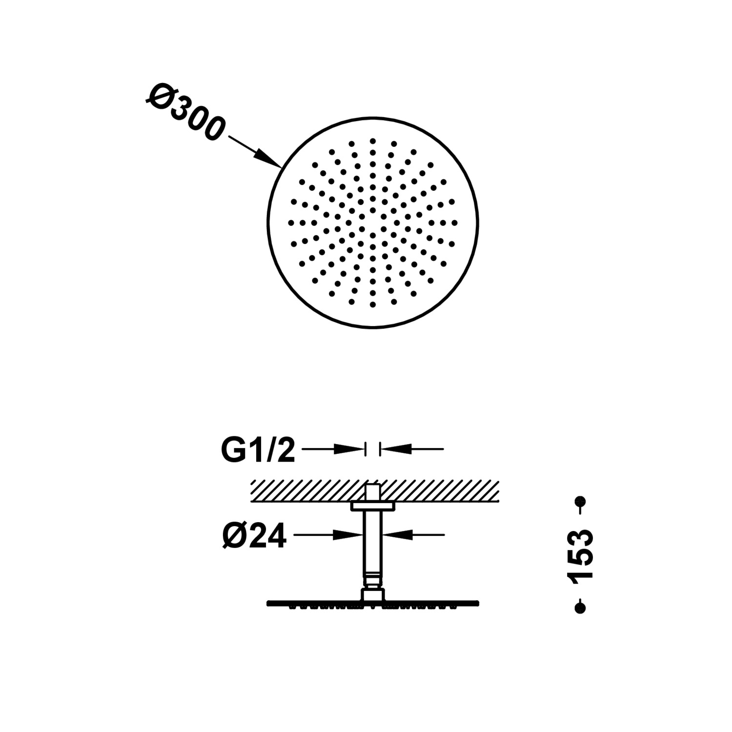 Потолочный кронштейн с регулируемой насадкой для душа-134331 TRES Showers - Вид №1