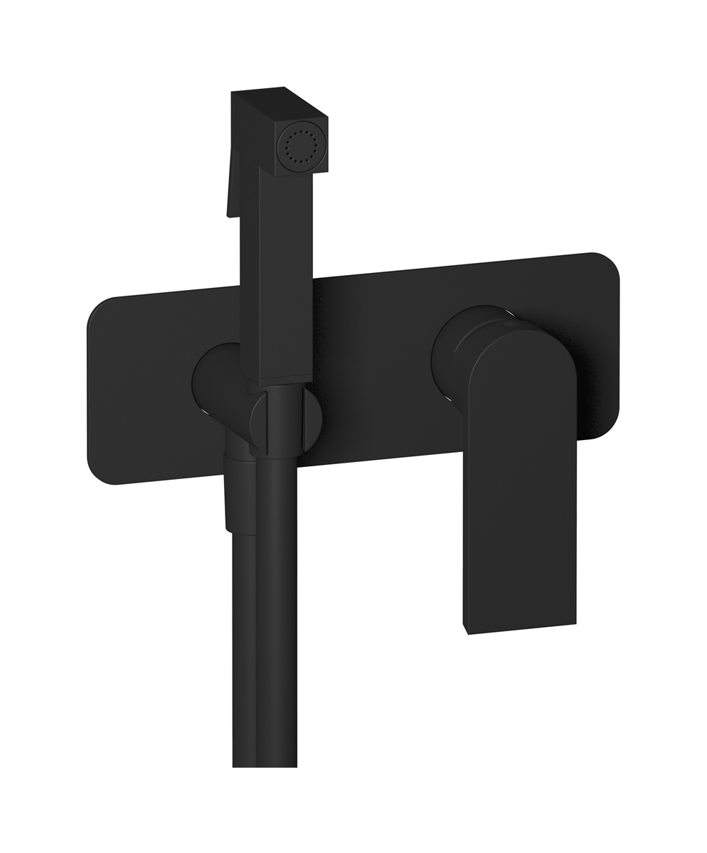 Внешние части гигенического душа со смесителем. WE ARE IB k3706np Matt Black K3