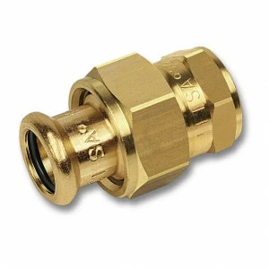 1833042112 SANHA 8330G пресс-фитинг, бронза, сгон ВПр-ВР с плоск.упл. 42x11/2 мм