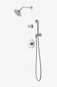 TRSP09 Транзитный душ с балансировкой давления с 6-дюймовой лейкой для дождя, ручным душем и перекрестной рукояткой с перекрестным переключателем Waterworks