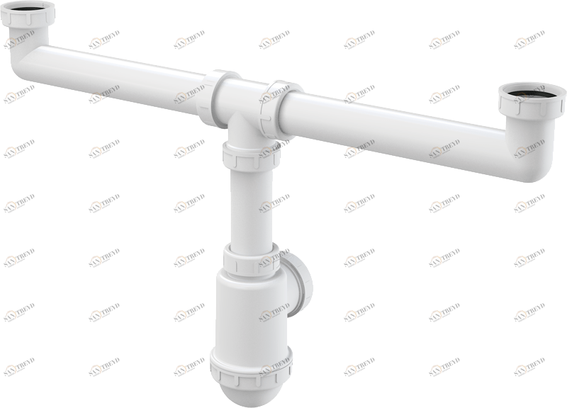 Сифон для сдвоенной мойки с накидными гайками 6/4" ALCAPLAST A448DN5040