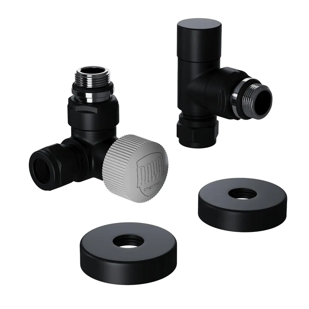 Термостатический комплект для радиатора трехосевой Royal Thermo Design Pro 1/2" латунь цвет черный 89423320 STLM-2058372 