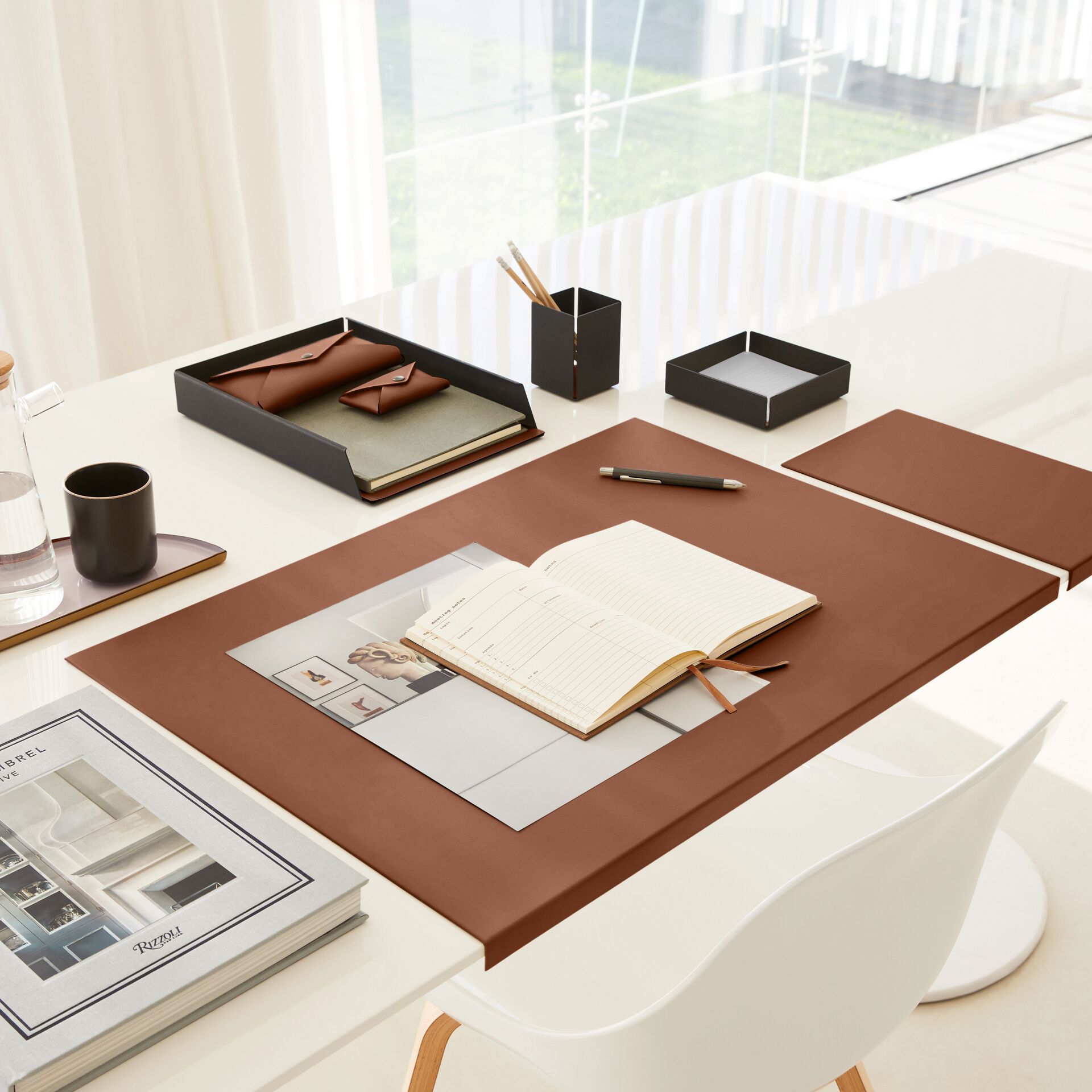 Лоток для документов из нержавеющей стали и кожи EGLOOH Муар ARCH-00027153 - Вид №3