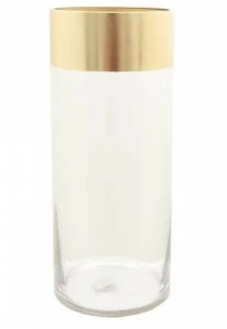 Ваза стеклянная с золотом 36 см "Цилиндр" UNICO - 255408 Золото;прозрачный