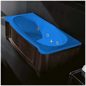 Ванна Gruppo treesse New Classic Young STX-V674B-SX-WV-G голубая с гидромассажем и дезинфекцией прямоугольная левая деревянная панель венге