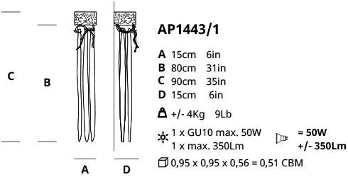 Serip Бра из бронзы ручной работы Waterfall Ap1443/1 - Вид №1