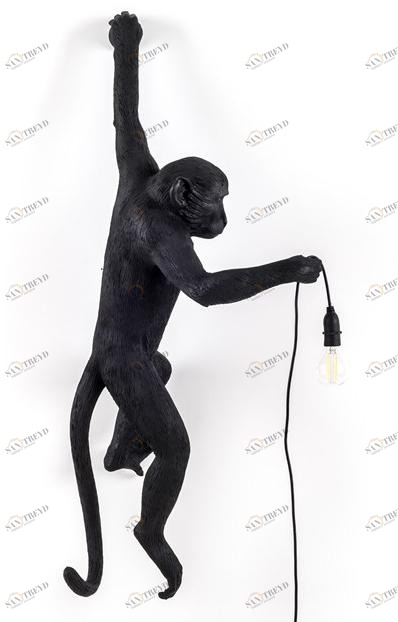Seletti Настенный светильник из смолы The monkey lamp black sun-id-1477034