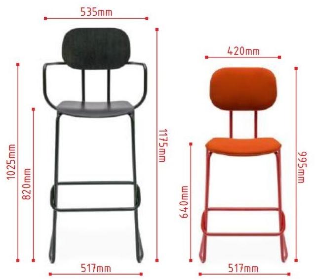 MDD Высокий табурет из саночной ткани с подставкой для ног New school sun-id-1477574 - Вид №9