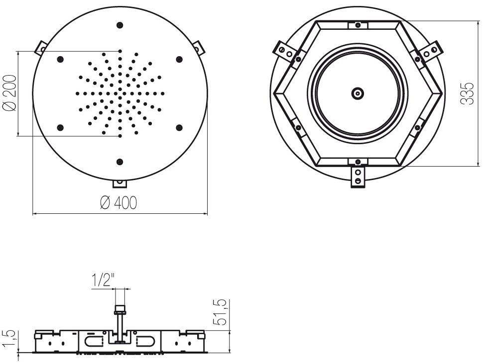 Radomonte Встраиваемая в потолок лейка дождевого душа из нержавеющей стали  Pia9  - Вид №1