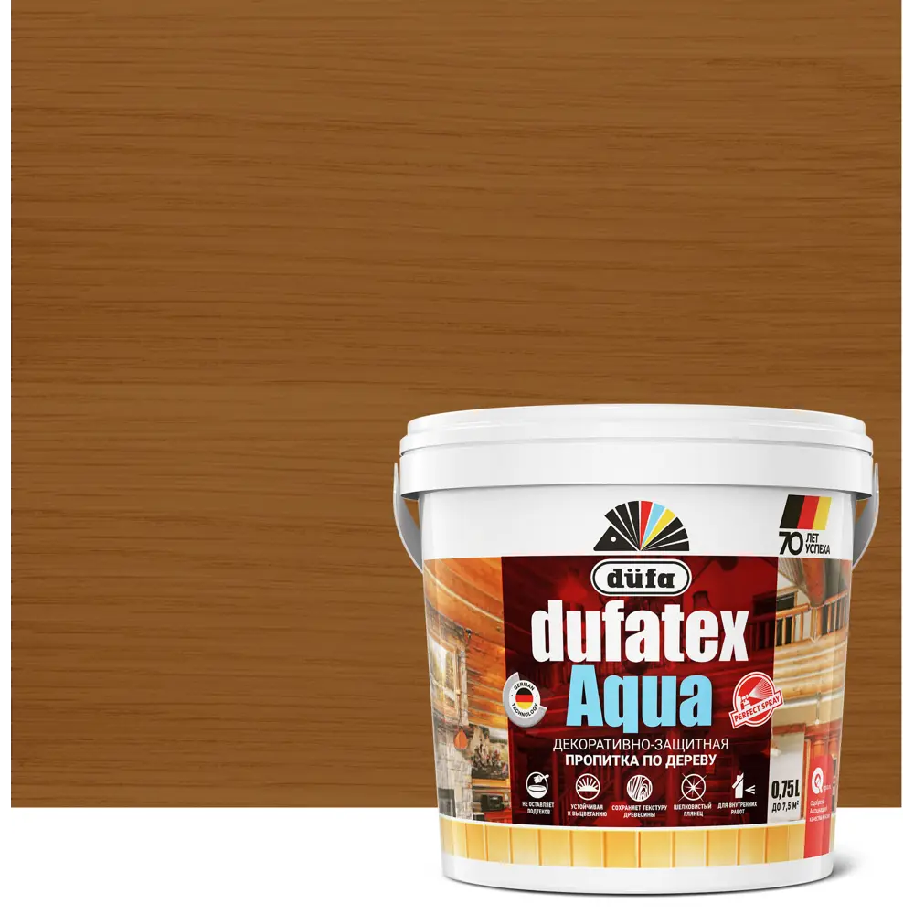 Dufa Пропитка для дерева Dufatex Aqua цвета Тик 0.75 л - защита и эстетика 12352484 STLM-0001939