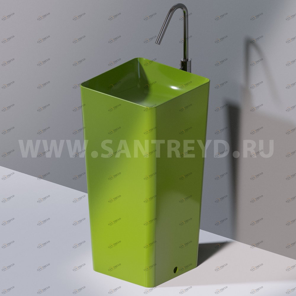 L506T0R0VT121 Раковина напольная ELITE SQUARE 420х420х870 мм без отверстия под смеситель Зеленый глянцевый AeT ITALIA
