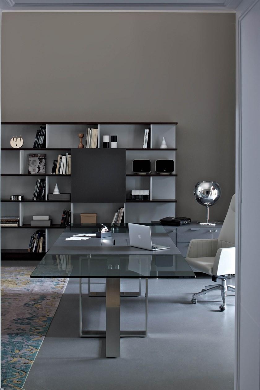 ESTEL GROUP Рабочий стол из дерева и стекла с системой прокладки кабелей Altagamma sun-id-1376071 - Вид №5