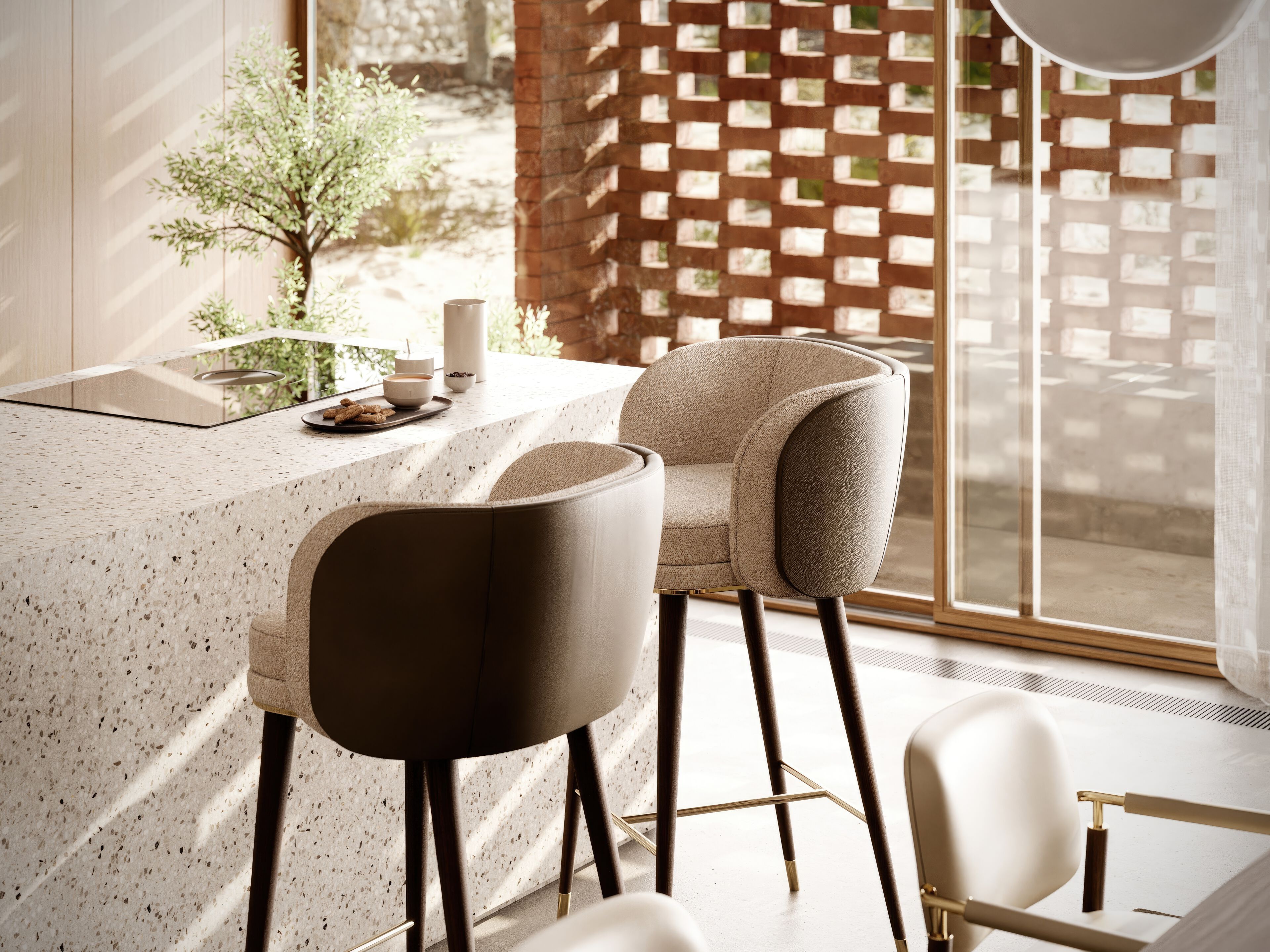 Высокий тканевый мягкий стул с подлокотниками Laskasas Essence ARCH-00035022 - Вид №3