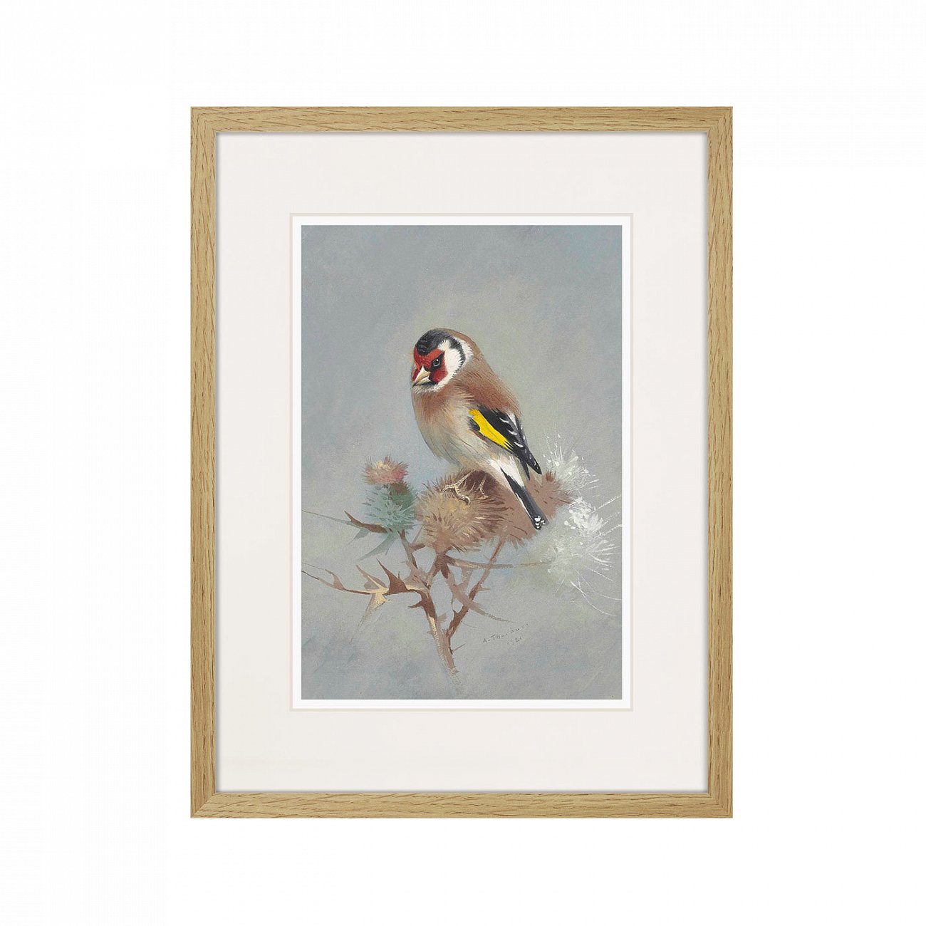 Картина в раме 32х42 см Goldfinch on a thistle, 1886г. КАРТИНЫ В КВАРТИРУ  264329 Бежевый;желтый;серый  - Вид №1