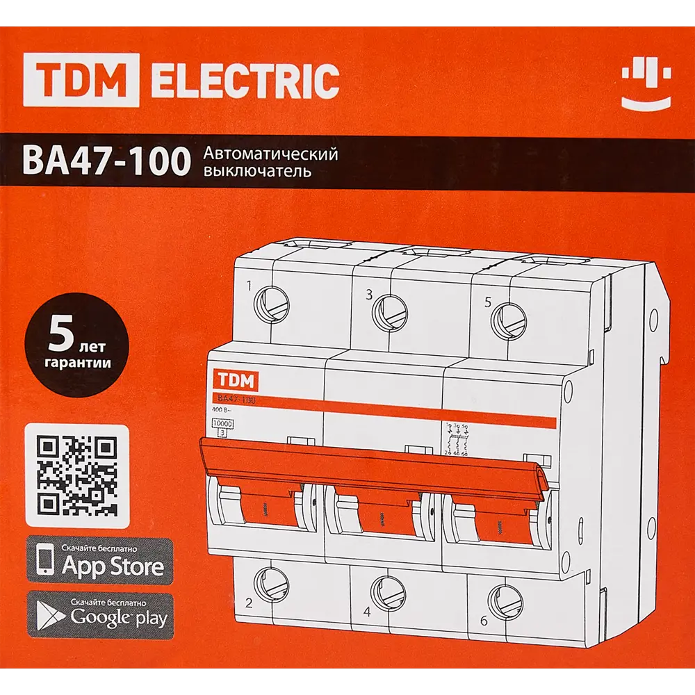 Автоматический выключатель TDM Electric ВА47-100 на 80А для защиты сети 84399532 STLM-0049305 - Вид №4