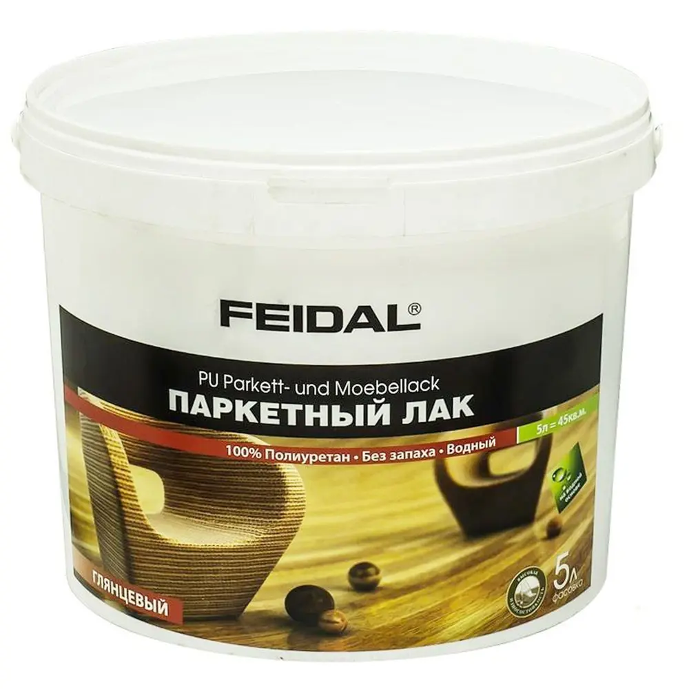 Лак паркетный глянцевый Feidal PU-Parket Mobellack 5 л 11851951 STLM-2156937 