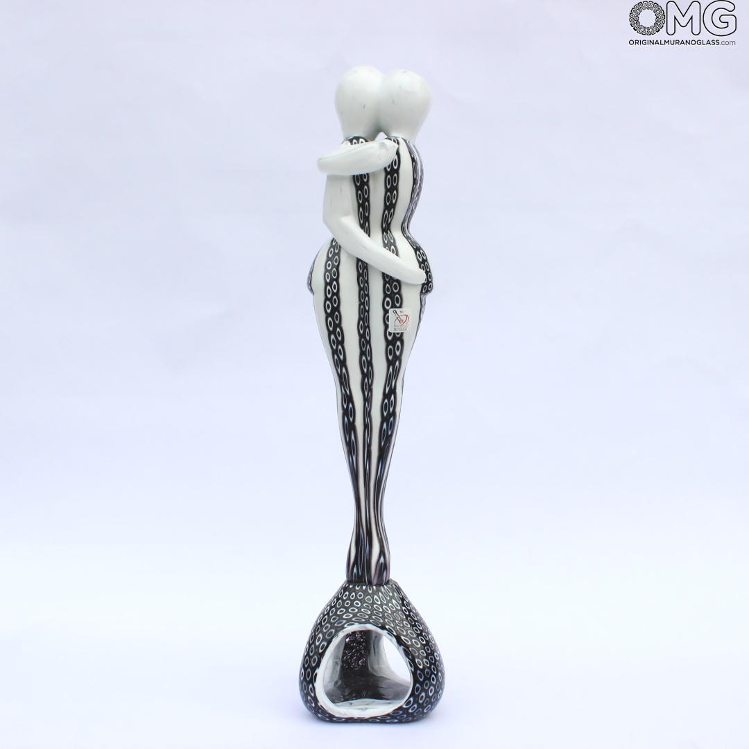 2015 ORIGINALMURANOGLASS Скульптура Объятие влюбленных с чёрно-белыми мурринами - муранское стекло OMG 12 см  - Вид №1