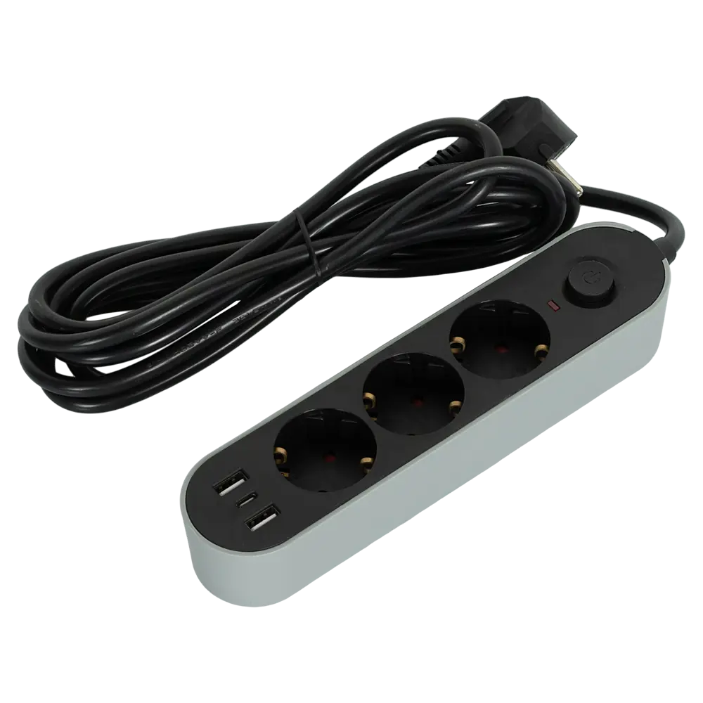 Удлинитель бытовой Skybeam 3 розетки + USB, 3 м, черный 89376450 STLM-1574904 - Вид №1