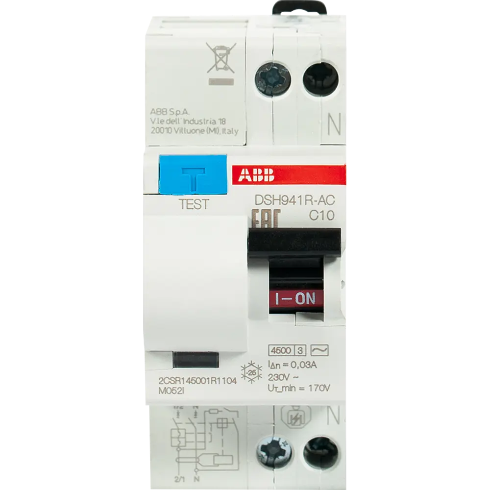 Дифференциальный автомат ABB DSH941R 1P N C10 А 30 мА 4.5 кА АС 2CSR145001R1104 12486693 STLM-2124321  - Вид №1