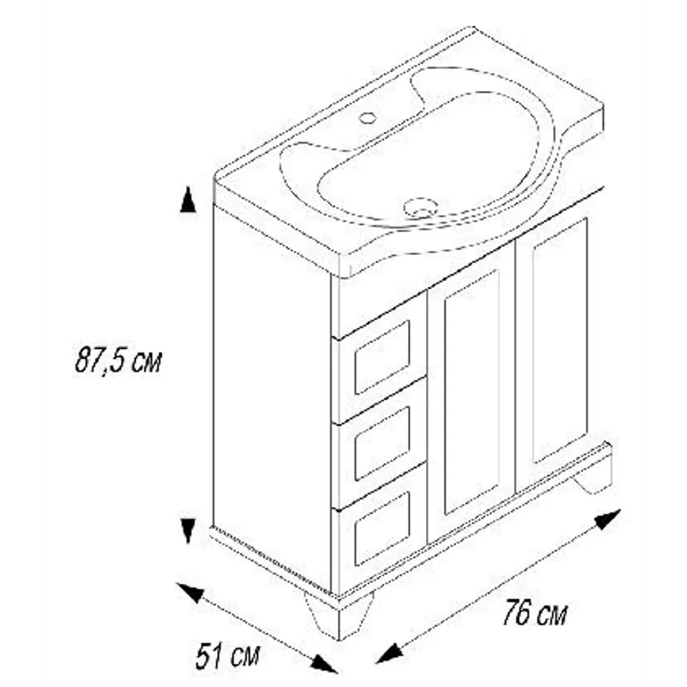 Тумба под раковину напольная Aquaton Шарм 75 см цвет голубой STLM-2110403 - Вид №5