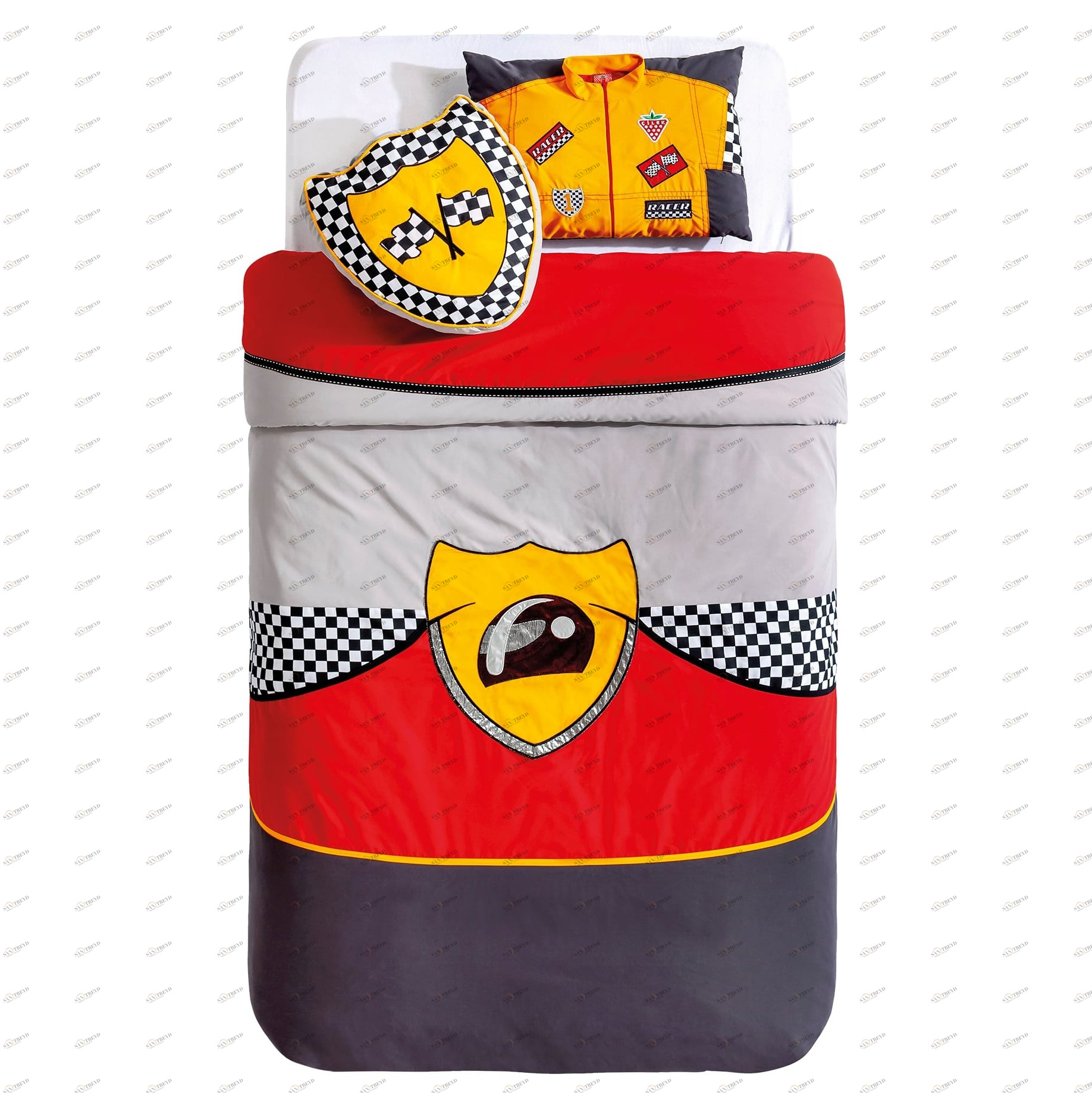 Покрывало детское 90х190 см с 2 подушками красное Bispeed CILEK CHAMPION RACER 00-3832457 Красный;серый Santreyd 