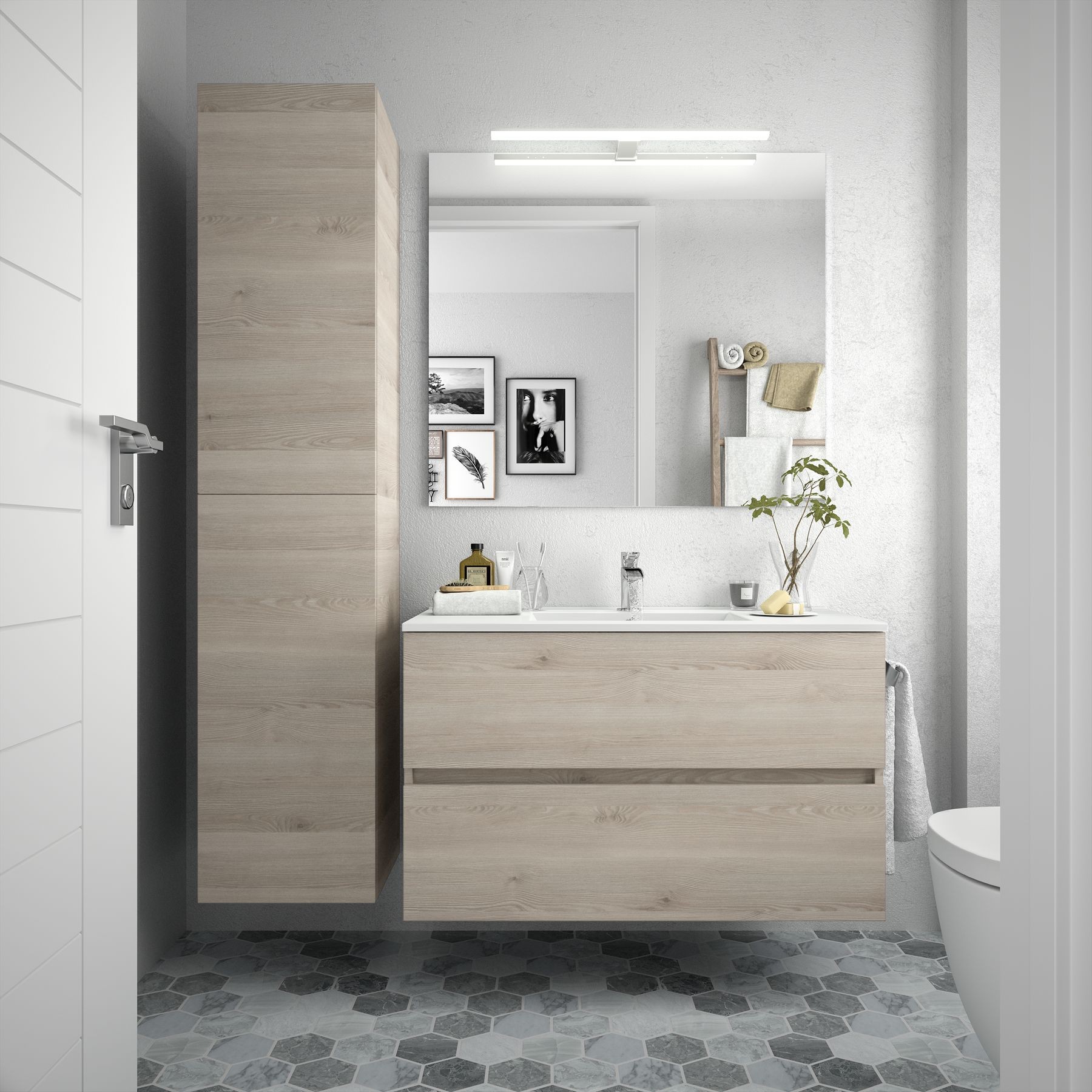 23333 SALGAR Мебель для умывальника FUSSION LINE 900 2 ящика NATURAL 897 x 540 x 450 мм Естественный