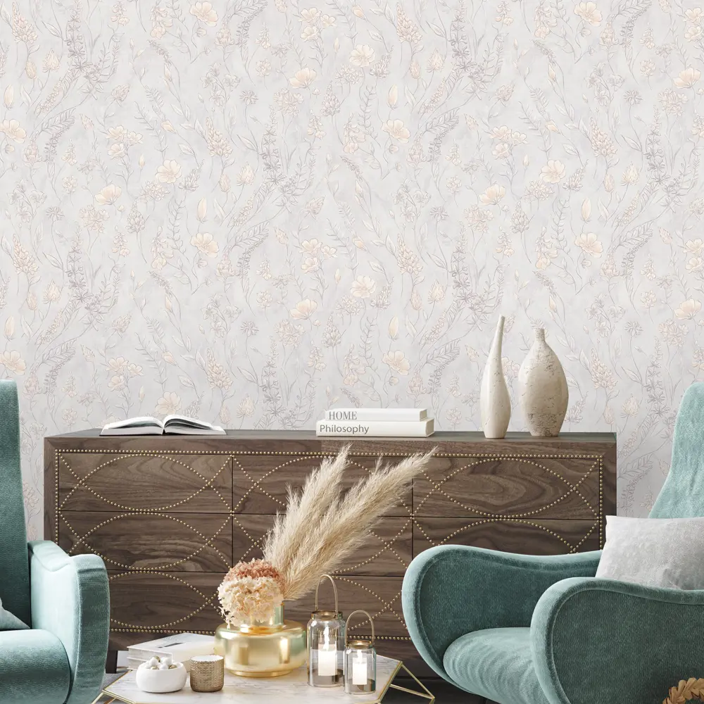 Обои флизелиновые Euro Decor Meadow серые 1.06 м ED7326-11 89441551 STLM-2127683 - Вид №4