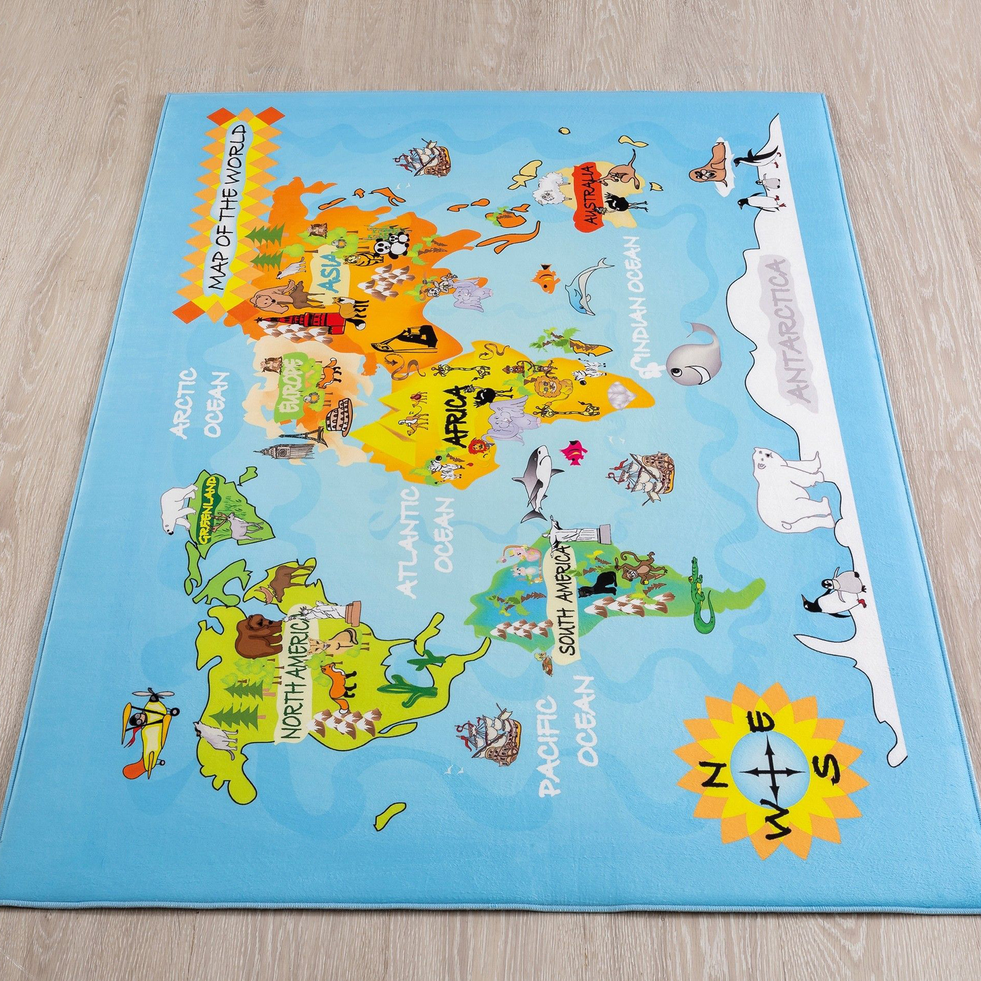 Ковер детский 100х150 см "Карта мира" Gravity World CILEK  00-3832215 Разноцветный Santreyd  - Вид №1