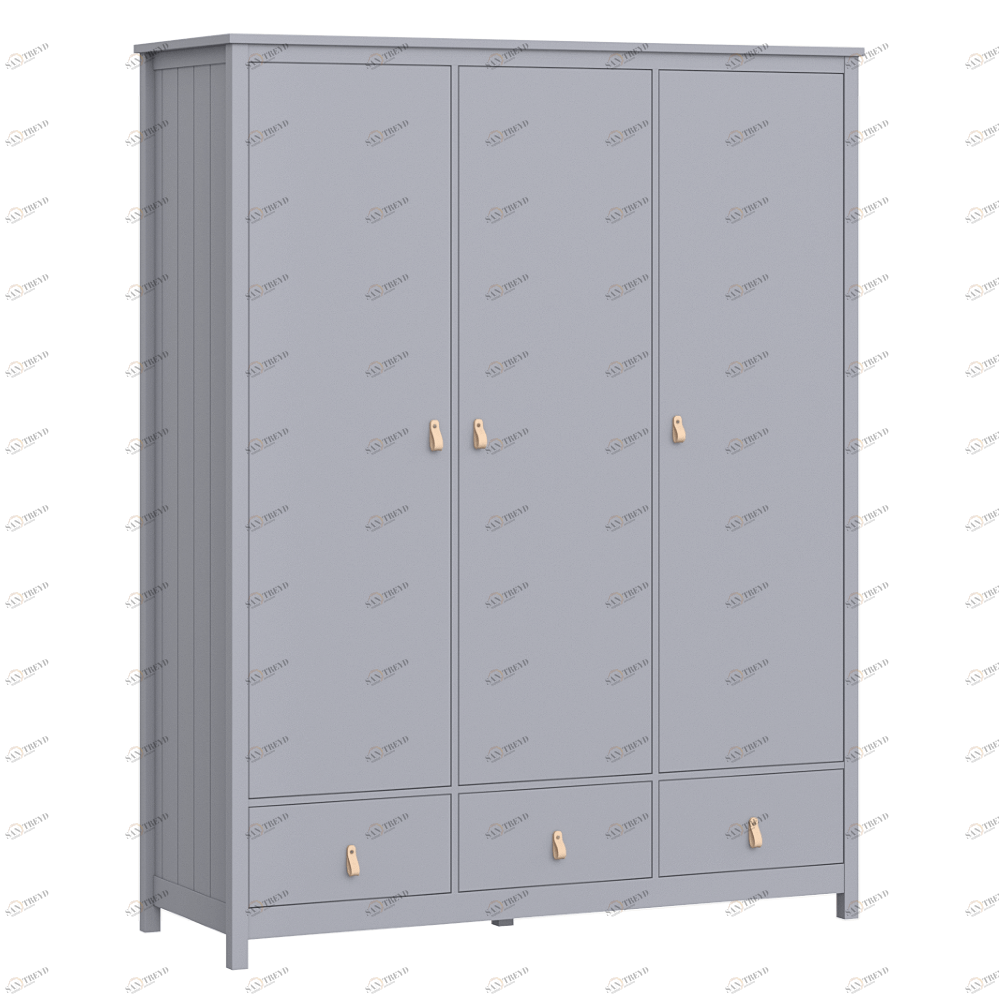 Шкаф распашной серый трехстворчатый Wood ELLIPSE ELLIPSE WOOD 00-3951345 Серый Santreyd 