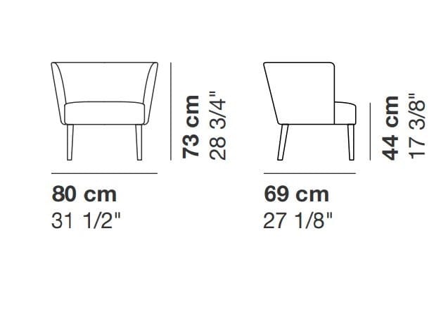 Тканевое кресло с подлокотниками La Cividina велюр ARCH-00024531 - Вид №3