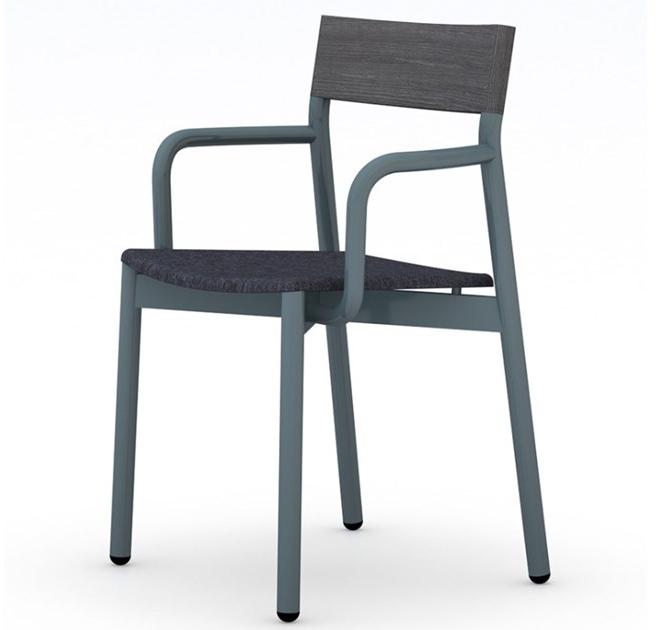 Vela Arredamenti Штабелируемый стул из железа и дерева с подлокотниками sun-id-1427990 - Вид №4