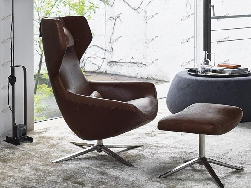 B&B Italia Вращающееся кресло из кожи с высокой спинкой Metropolitan sun-id-1457472