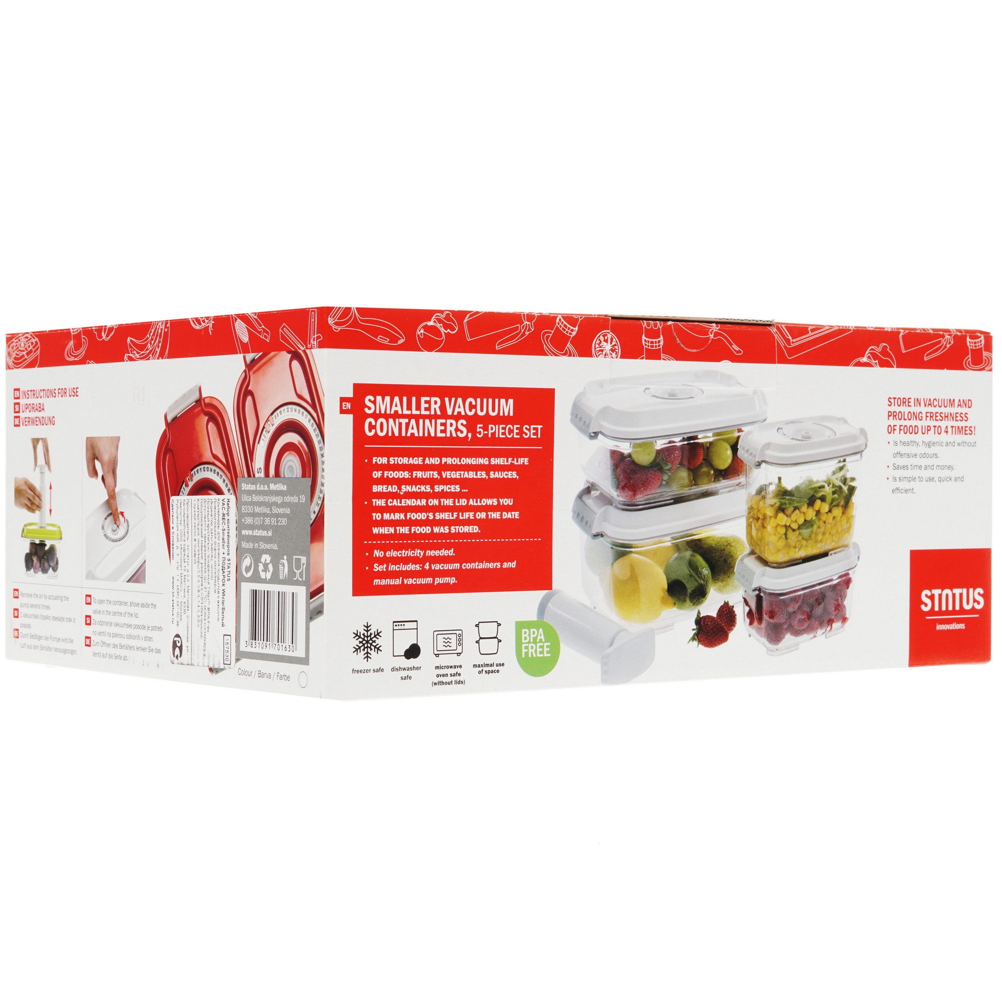 1625936 Набор вакуумных контейнеров STATUS VAC-REC-Smaller White 0.8 л, 1.4 л, 0.5 л, 2 л STDN-0037104 - Вид №12