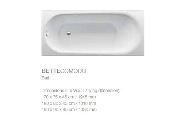 Прямоугольная эмалированная стальная ванна Bette BetteComodo ARCH-00016137 - Вид №6