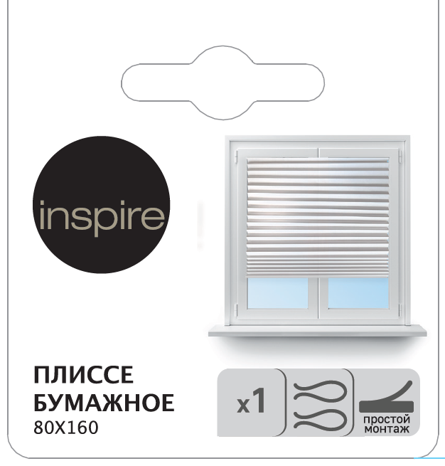 Штора плиссе бумажная белая INSPIRE 80x160 см для внутреннего освещения 85339517 STLM-0061867 - Вид №1