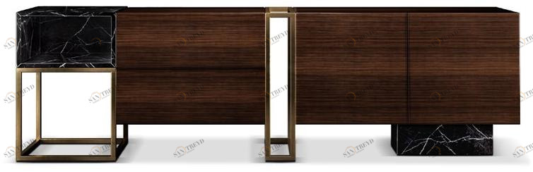 Porustudio Комод с ящиками из ореха и мрамора sun-id-1413863