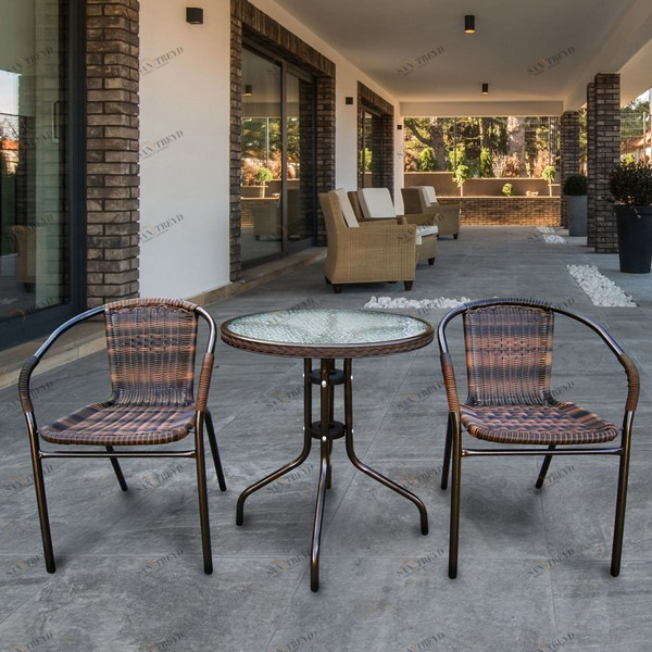 Мебель для дачи, стол и стулья коричневые на 2 персоны "Асоль-1B" AFINA МЕБЕЛЬ ДЛЯ ЛЕТНЕГО КАФЕ 130396 Коричневый 