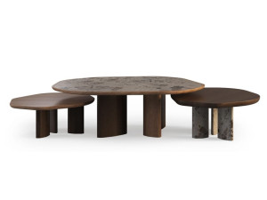 Садовый столик из ироко и мрамора