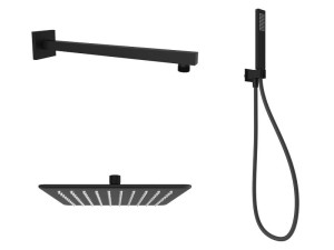 Матовый черный металлический квадратный душ и ручной душ