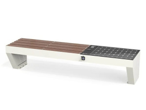 Скамья без спинки с розетками, беспроводной зарядкой и фотоэлектрической панелью