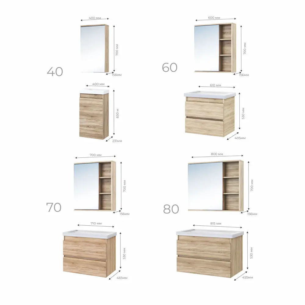 Тумба под раковину подвесная Vigo Matteo 80 см цвет дуб сонома STLM-2090196 - Вид №5