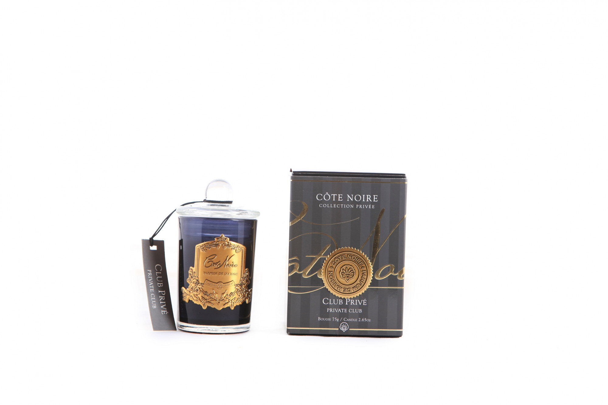 GML07525 Свеча 75 гр, черный стаканчик, золотой декор COTE NOIRE Santreyd 