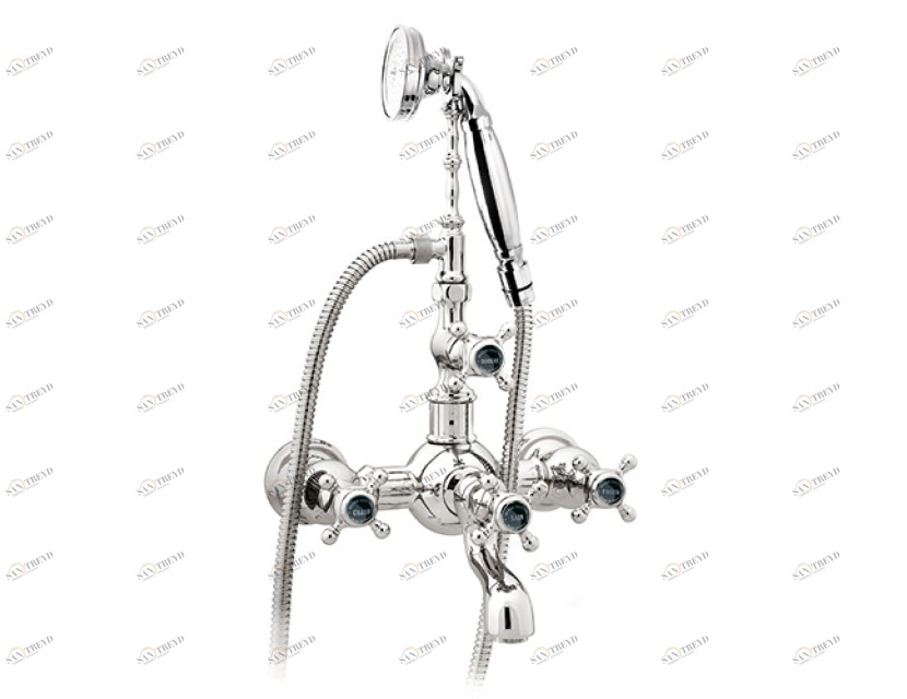 035016.N00.50 Душевой набор для ванны с черным фарфором Яркий хром Mestre RETRO