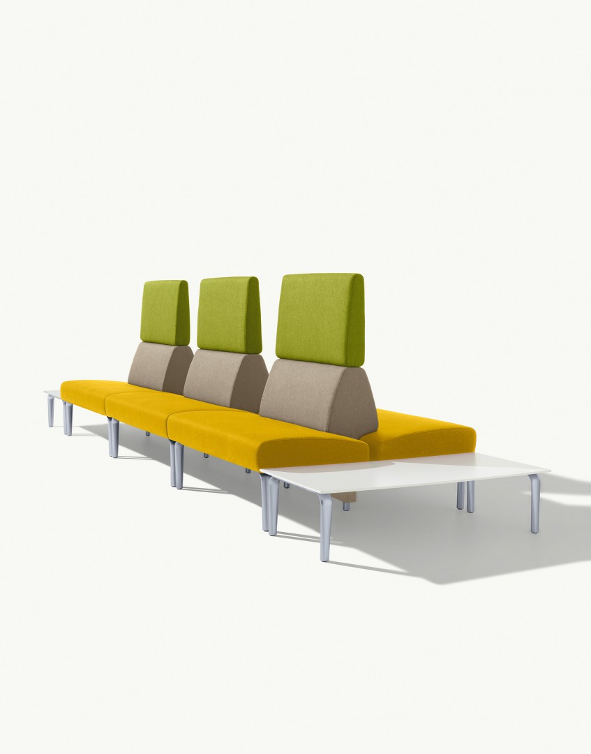 Ambit 1056 Модульная система сидений. Сиденье и спинка с обивкой. Ноги из литого алюминия. Линейное модульное сиденье L 120 см и спинка L 80 см, спинка H 126 см. Двусторонняя версия. Et al. Ambit - Вид №1