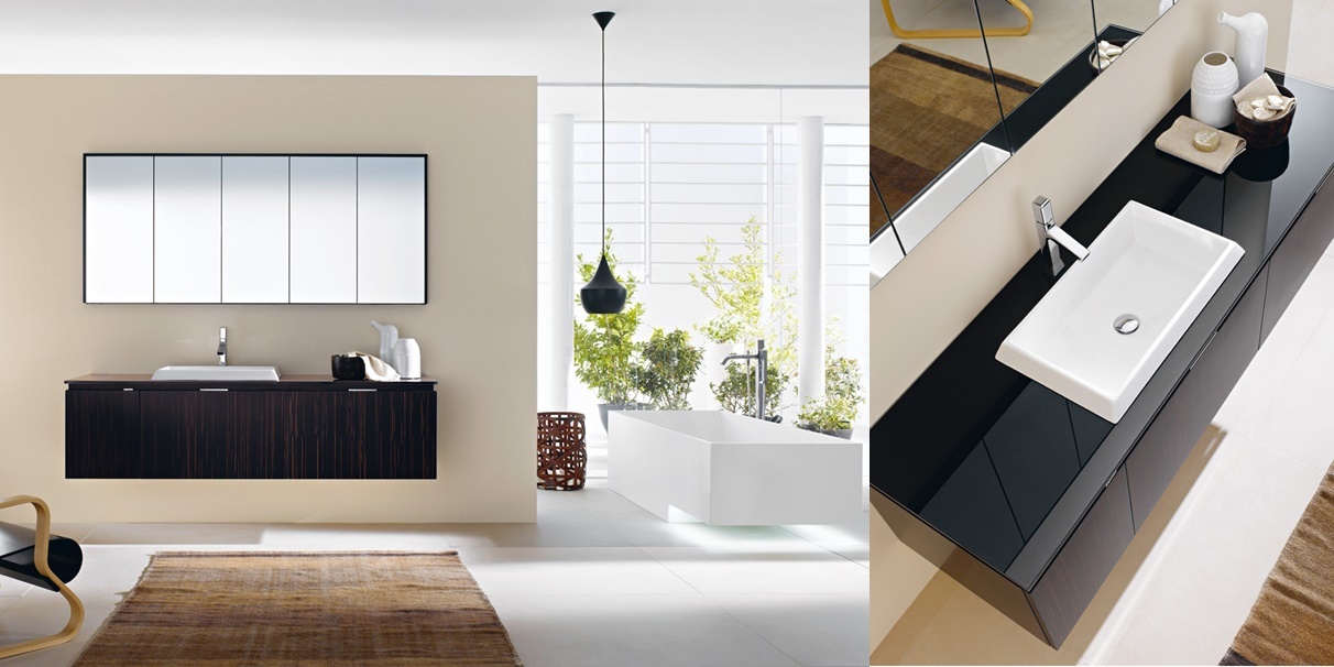 Комбинация ванной комнаты FLY120 в отделке Diamond Ceramic /Ebano/ Vetro L22 Nero MILLDUE FLY - Вид №2