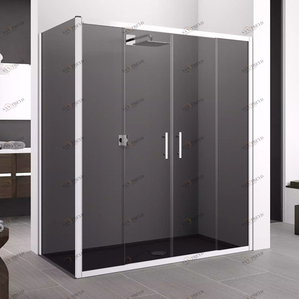 Душевой уголок 172x91 ZEPHYROS 2A+F Novellini ZEPHYROS  с дымчатым серым стеклом ZEPHYR2A16654KZEPHYRF8854K