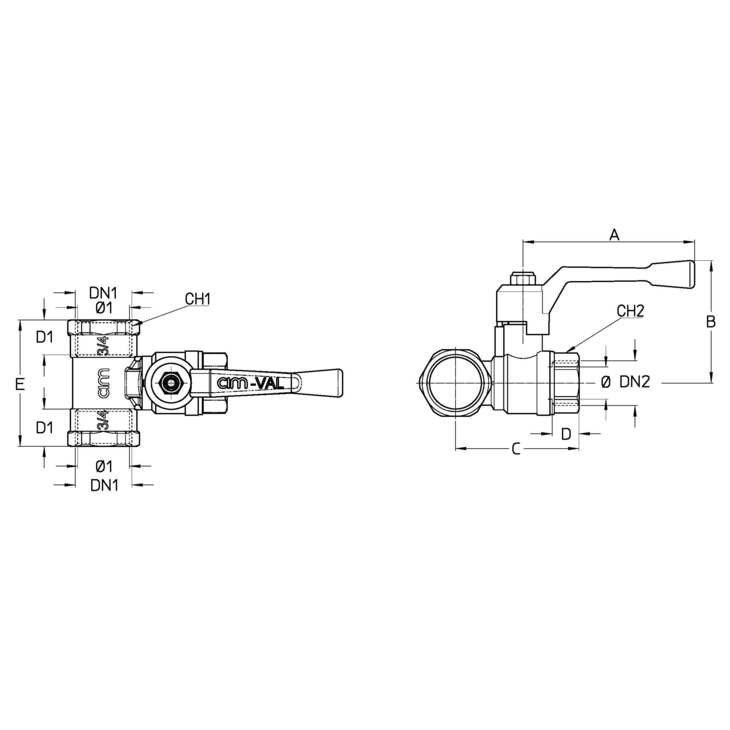 CIMBERIO CIM 427 Фитинг "T"-образный с шаровым краном ВР/ВР CIM 427  - Вид №1