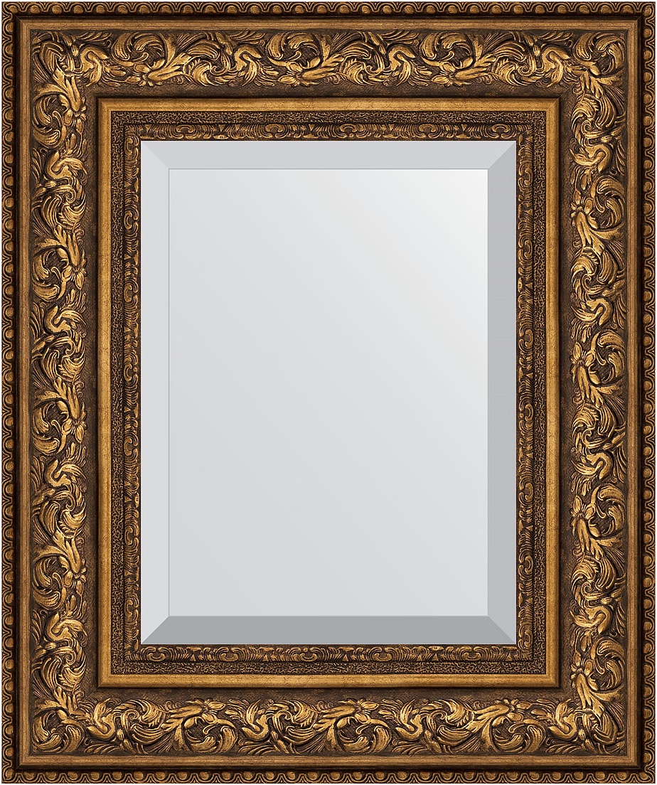 BY 3375 Зеркало с фацетом в багетной раме - виньетка состаренная бронза 109 mm EVOFORM Exclusive