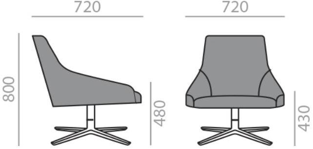 Andreu World Вращающееся кресло из ткани с 4 спицами Alya Bu1523 - Вид №4